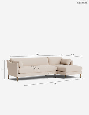 Fabienne Sectional Sofa : Moss Luxe Velvet / Latte and Brass / Left-Facing