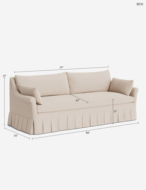 Portola Rolled Arm Pleated Sofa : Blush Performance Striated Velvet / 74