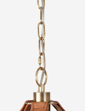 Close up of the Harlan large woven rattan ring chandelier.