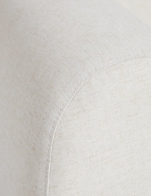 Close up view of the Harlowe softly sculpted plush swivel accent chair.