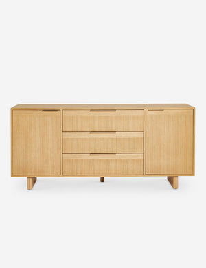 Hillard white oak veneer five drawer sideboard with rounded legs