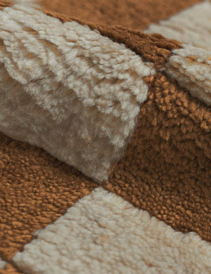 Irregular Checkerboard Hand-Knotted Wool Rug Swatch by Sarah Sherman Samuel, Ochre
