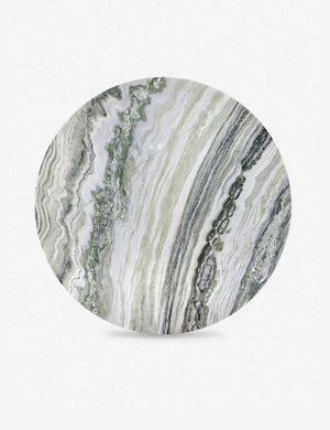 Overhead view of the Celia sculptural round marble dining table.