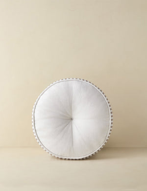 Littu Indoor / Outdoor Striped Disc Pillow by Sarah Sherman Samuel in Brown