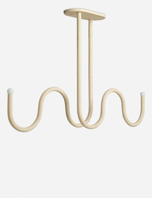 Angled view of the Noor sculptural, wavy linear chandelier
