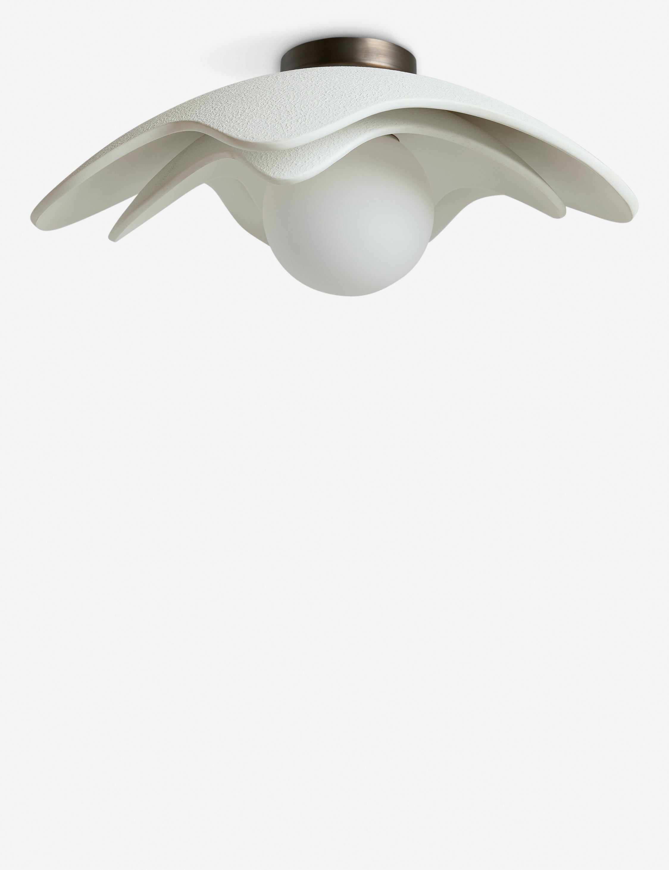 | Soft Petal matte white floral silhouette flush mount light