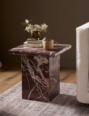 Leonel Side Table : Cream Marble