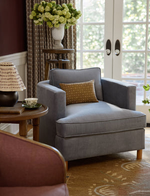 Belmont Accent Chair by Ginny Macdonald : Indigo Performance Striated Velvet