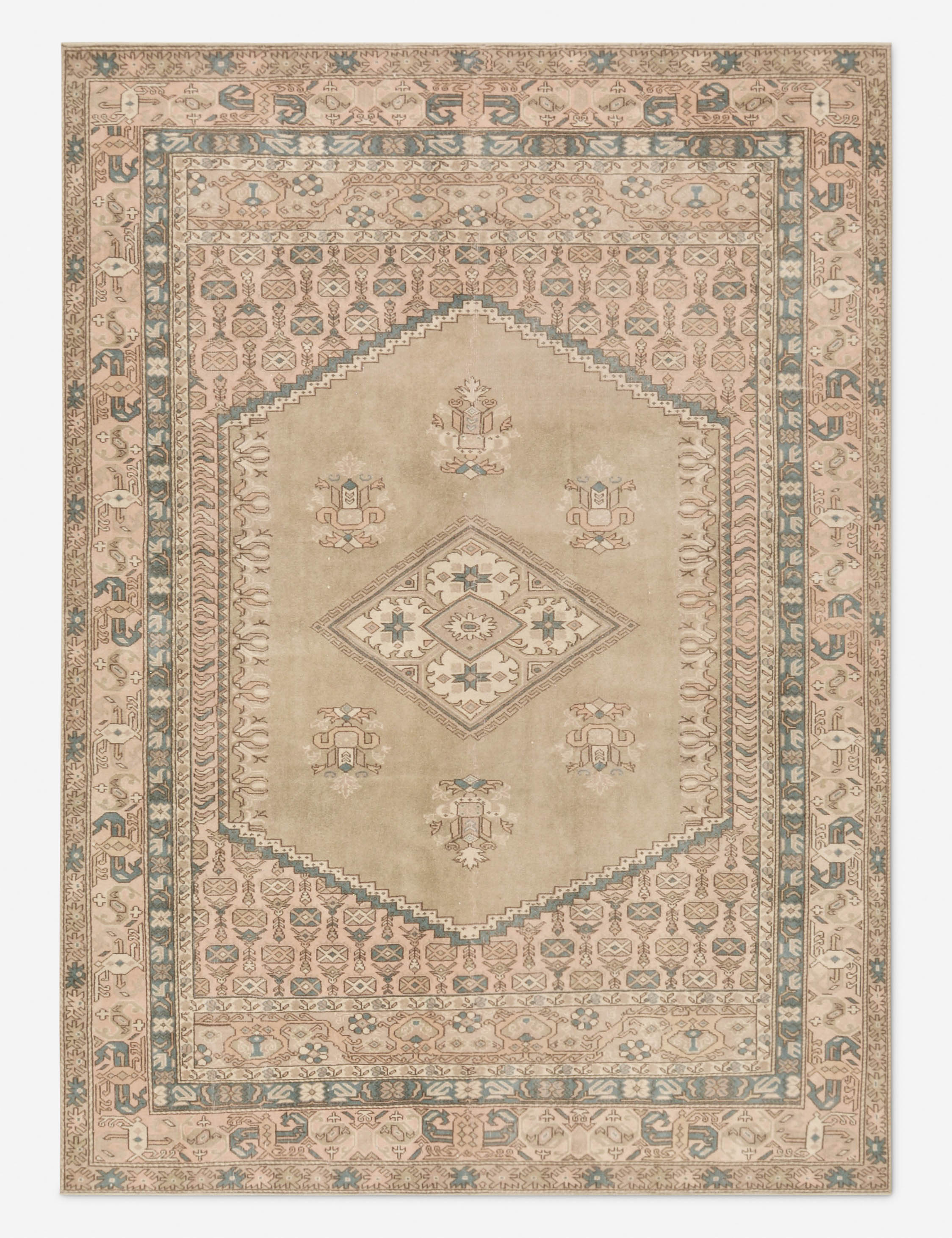 Vintage Turkish Hand-Knotted Wool Rug No. 419, 6'6" x 8'10"