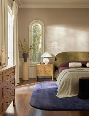 Bedroom featuring the Sutton Solid Color Hand-Loomed Viscose Rug by Aimee Song