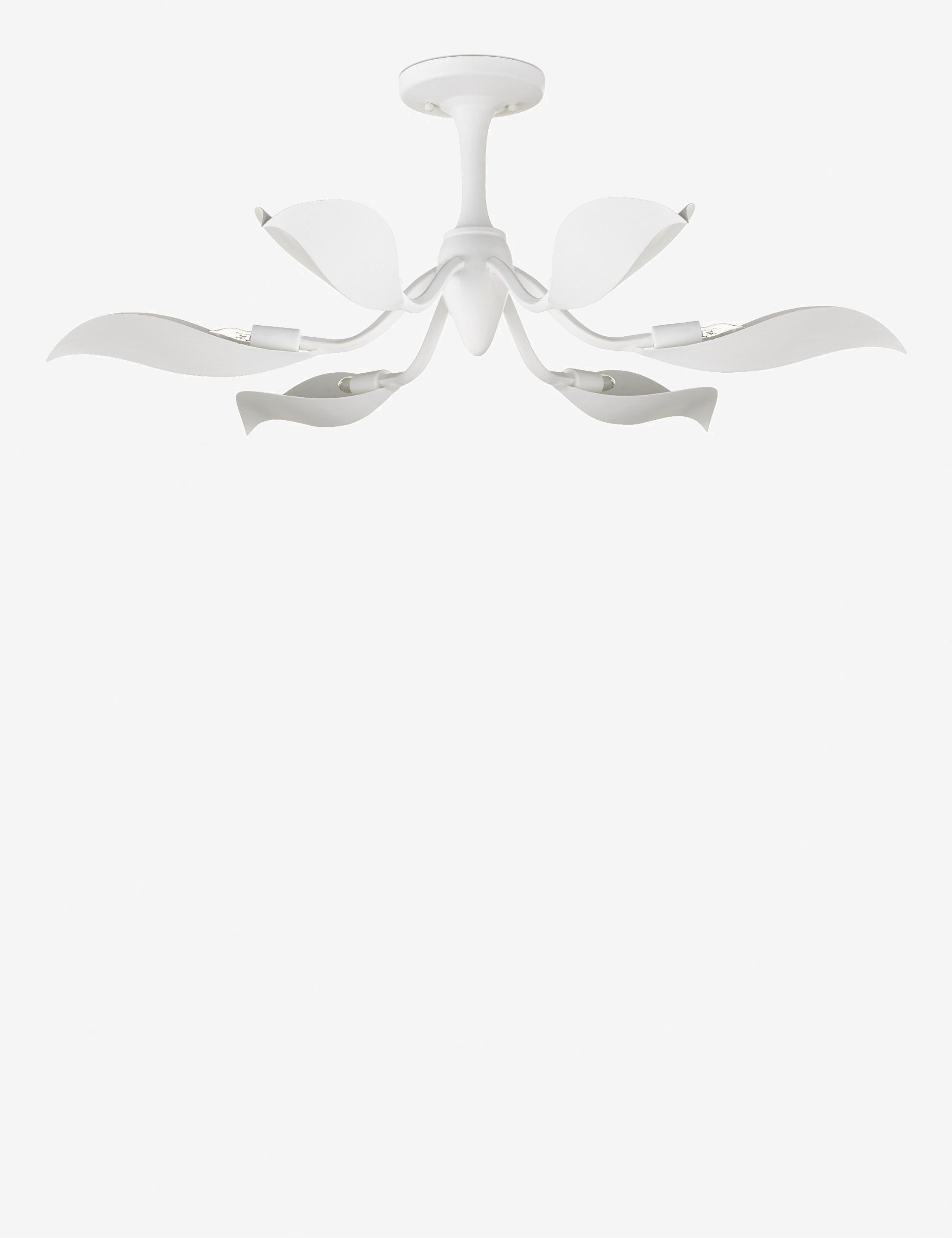 #color::white #size::36-dia | Popelin white gesso petal-arm semi flush mount light