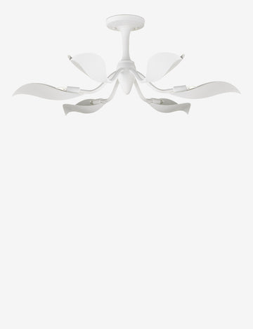 #color::white #size::36-dia | Popelin white gesso petal-arm semi flush mount light