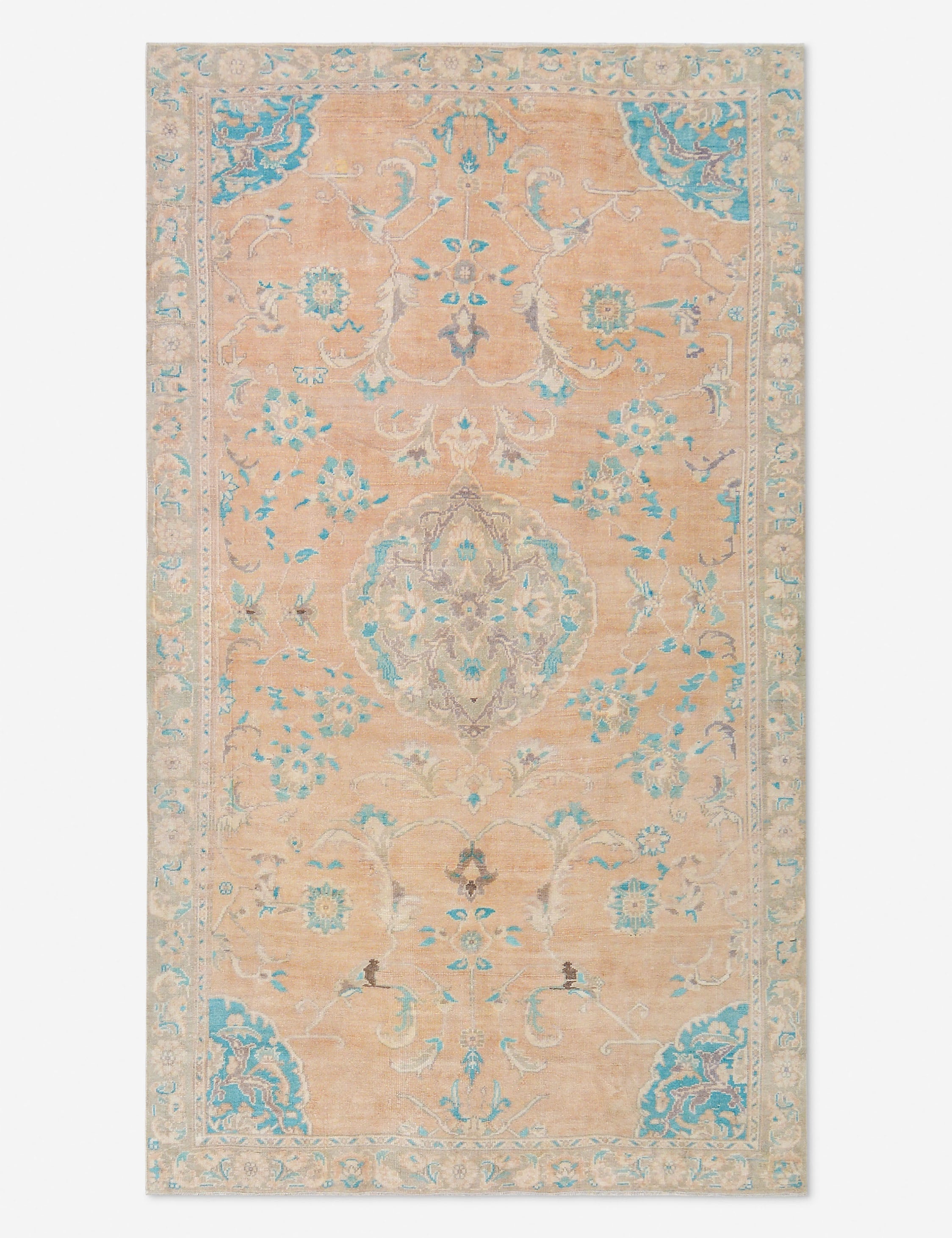 Vintage Turkish Hand-Knotted Wool Rug No. 464, 5' 6" x 9' 7"