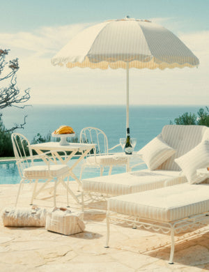Scallop Patio Umbrella by Business & Pleasure Co. : Monaco Natural Stripe
