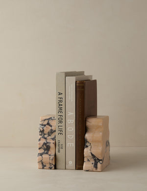 Blithe sculptural marble bookends