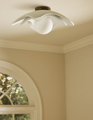 Soft Petal matte white floral silhouette flush mount light