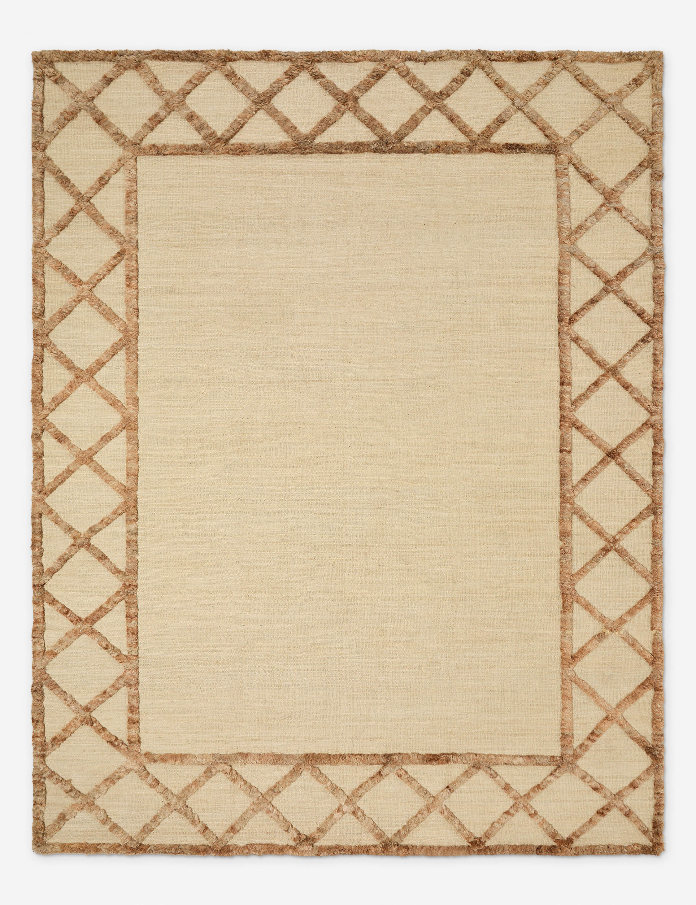 #color::natural-and-ivory #size::2-6--x-8--runner #size::3--x-5- #size::4--x-6- #size::5--x-8- #size::6--x-9- #size::8--x-10- #size::9--x-12- #size::10--x-14- #size::12--x-15- | The Clairmont Handwoven Lattice Border Jute Rug by Jake Arnold