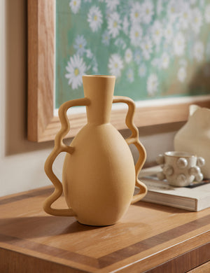 Zayden coil handle ceramic vase