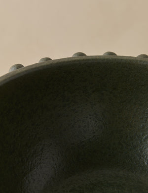 Close up view of the Fayette beaded rim pedestal base ceramic bowl by Aimee Song
