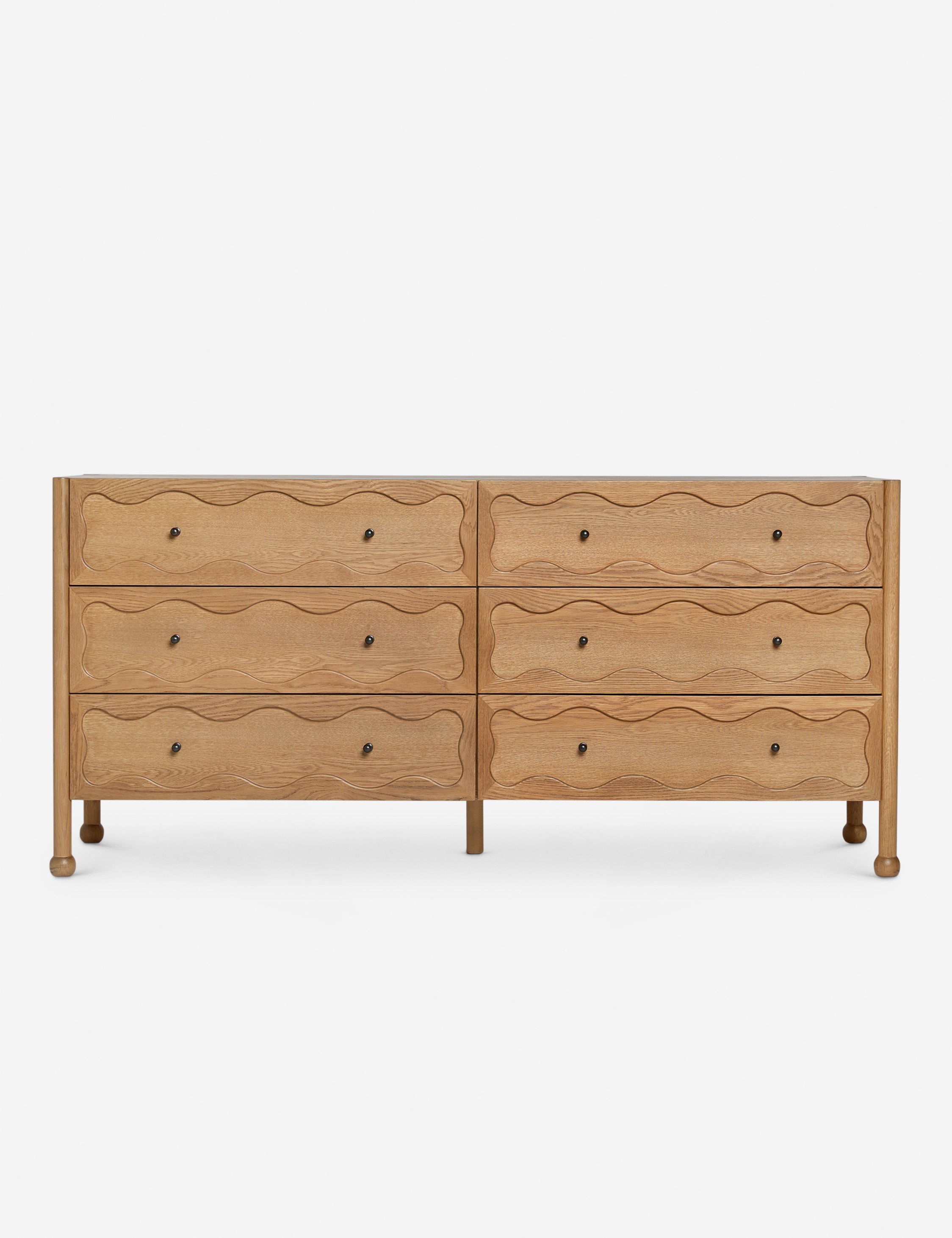 #color::natural | Fontaine wavy detailing solid oak 6-drawer dresser by Aimee Song