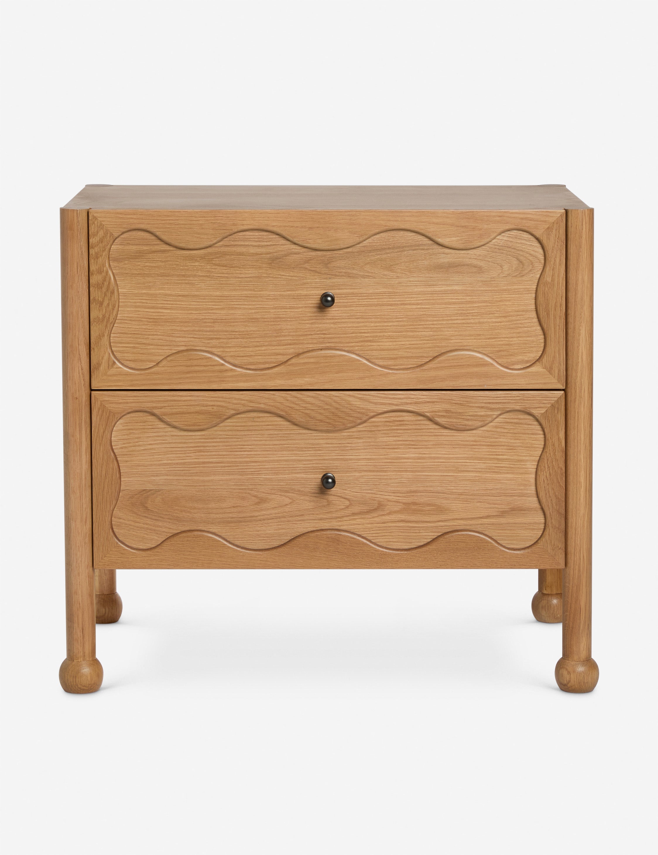 #color::natural | Fontaine wavy detailing solid oak 2-drawer nightstand by Aimee Song