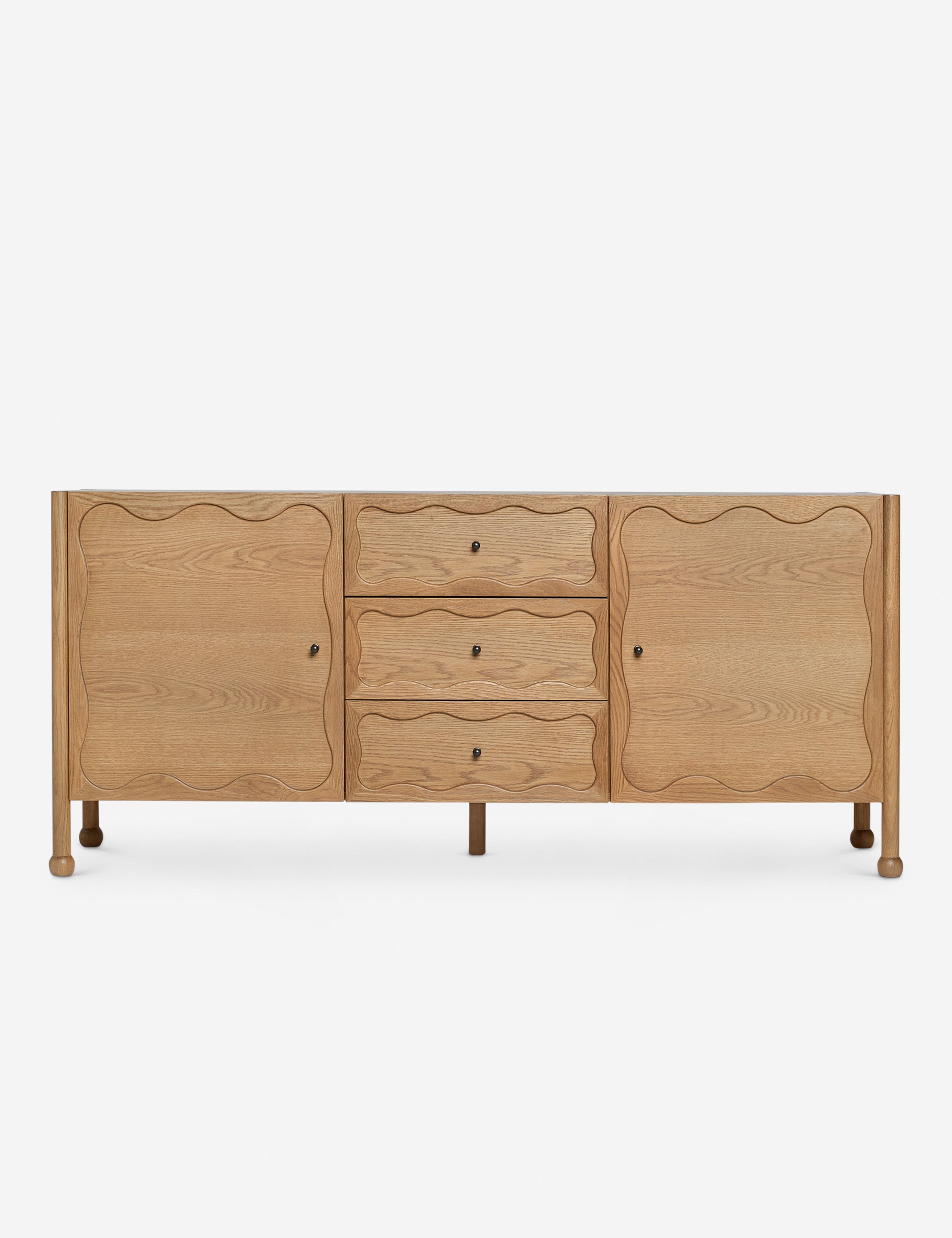 #color::natural | Fontaine wavy detailing solid oak sideboard by Aimee Song