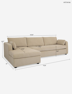Engen Sleeper Sectional With Storage Chaise : Sand / Left-Facing