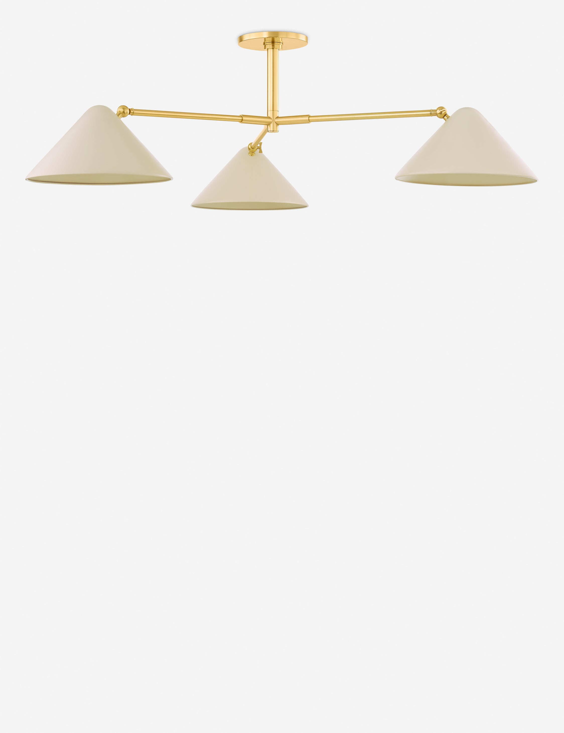#color::antique-brass #size::52-dia | Citrine adjustable three light cone shade flush mount light
