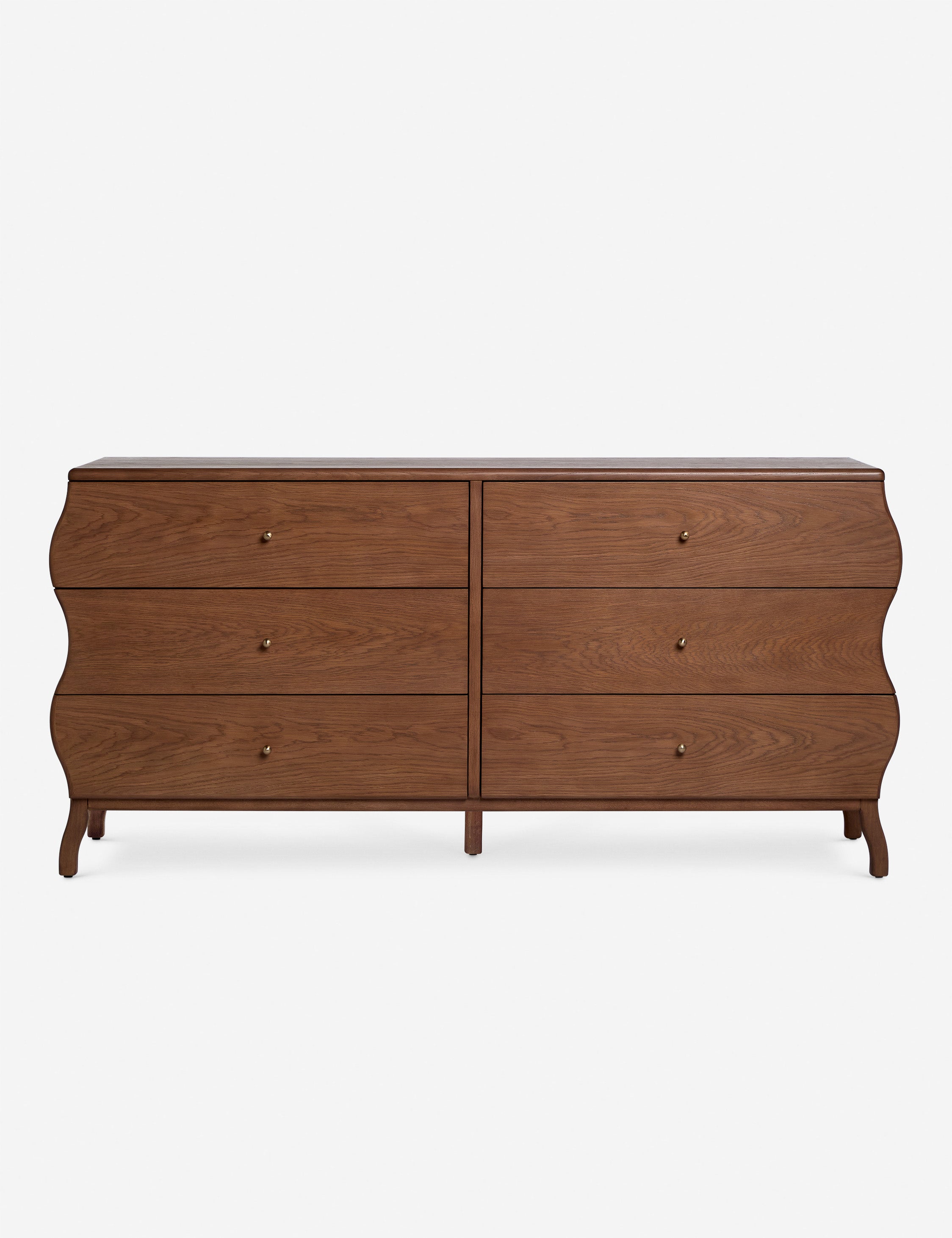 #color::cool-brown | Lasya wavy silhouette six drawer dresser