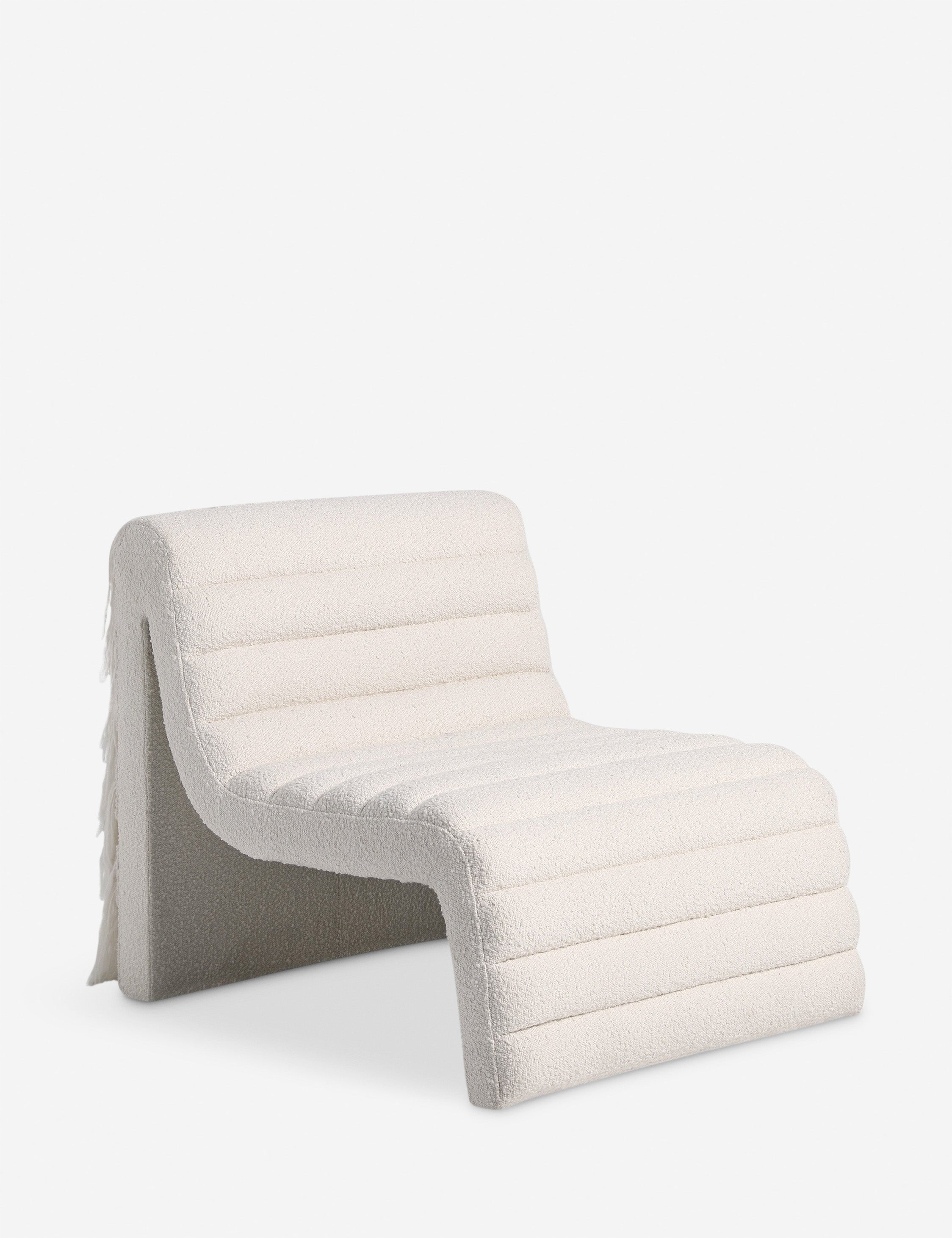 #color::ivory-boucle | Leon textural boucle channel tufted armless accent chair by Carly Cushnie.
