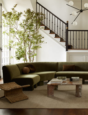 Lena Modular Sectional Sofa by Sarah Sherman Samuel : Goldenrod Plush Velvet / 142