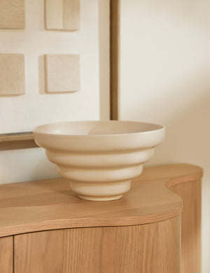 Cascading matte ceramic serving bowl styled on the Cora Sideboard