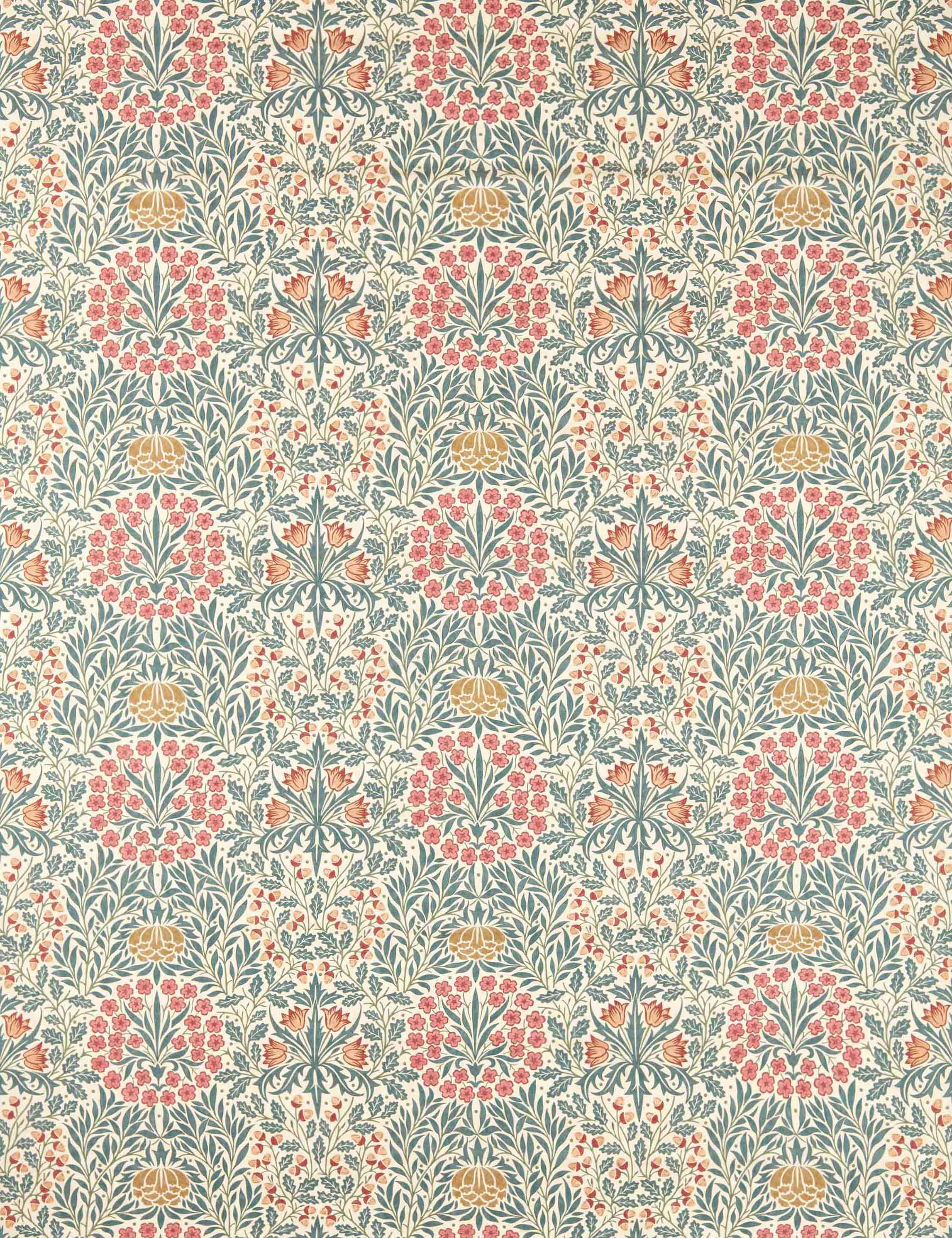 Daisy & Oak Fabric by Morris & Co, Madder and Teal