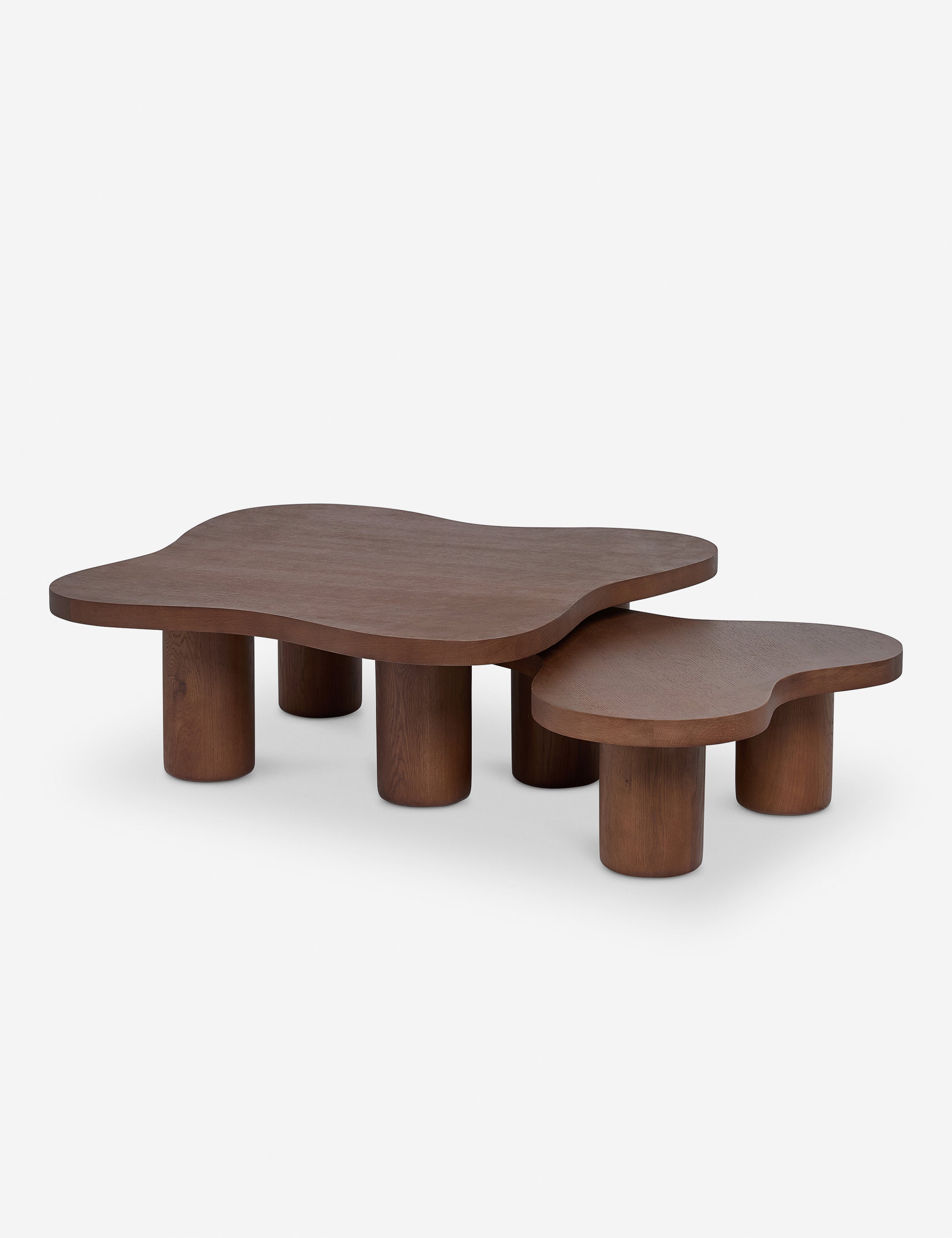 #color::cool-brown #size::large #size::small | Ombra sculptural oak nesting coffee table
