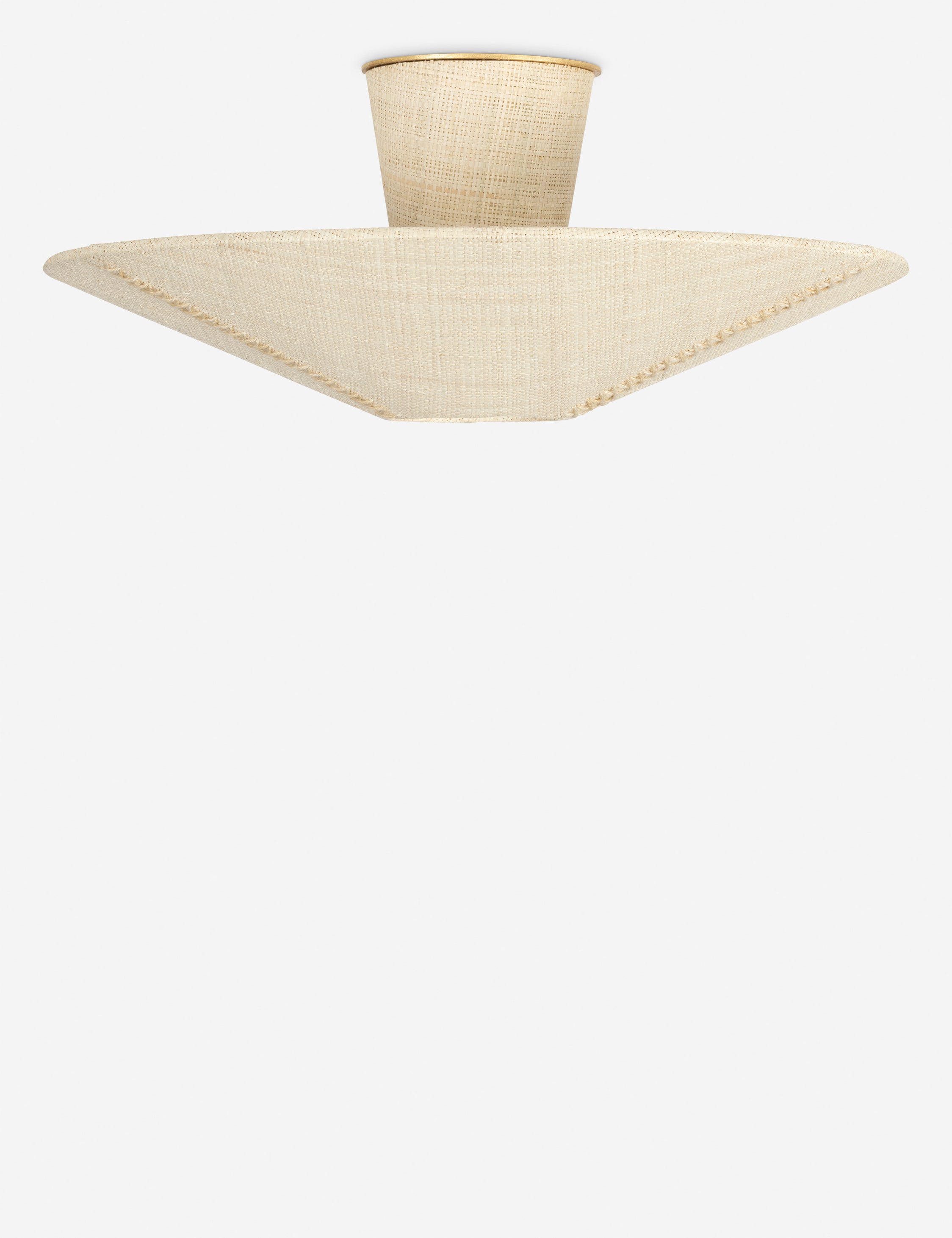 #color::brass #size::20.5-dia | Nieto woven with stitch detailing semi-flush mount light