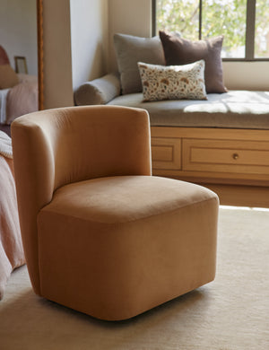 Lois Swivel Chair : Apricot Mini Corduroy