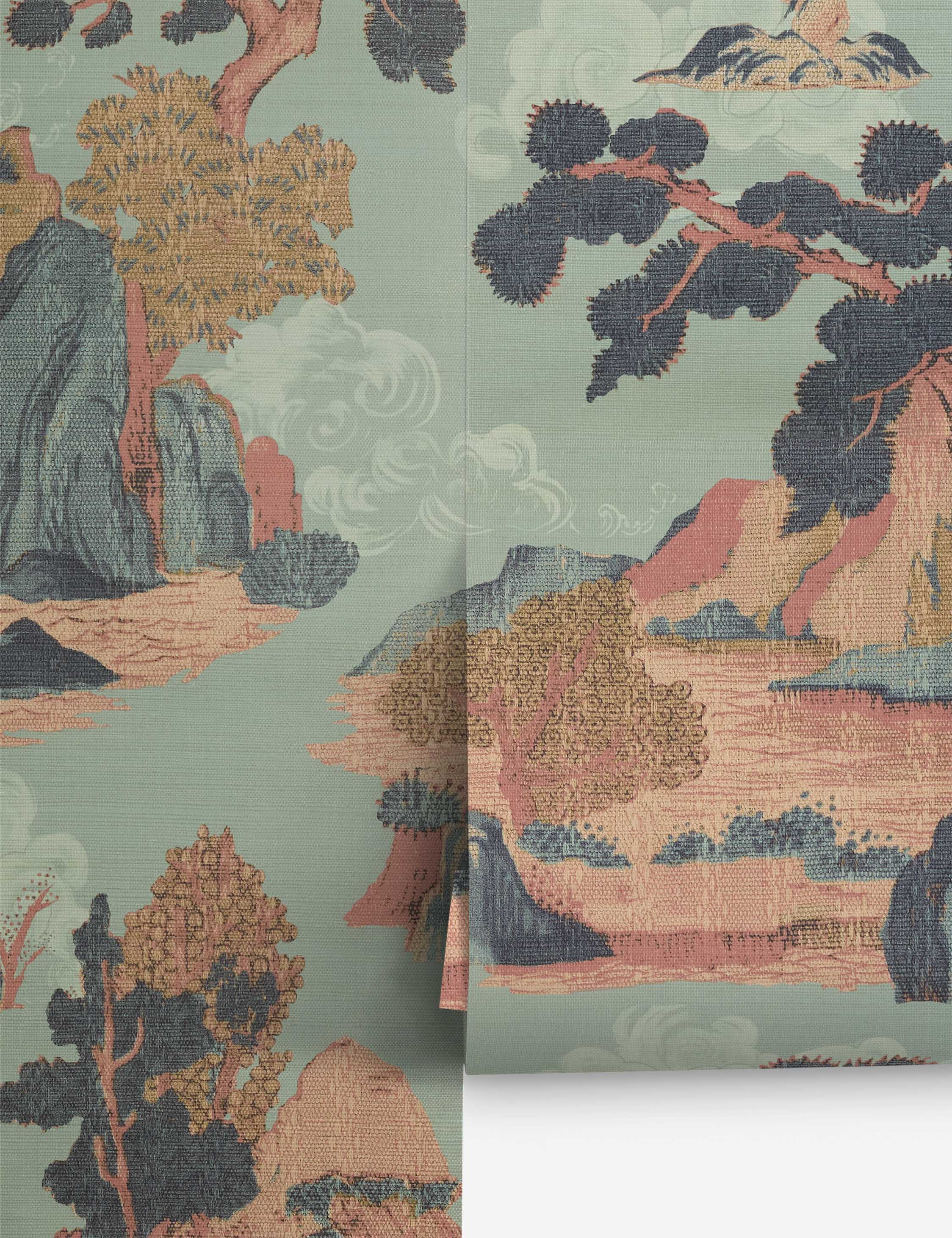 #color::blue | Scenic Landscape woven grasscloth wallpaper by Aimee Song