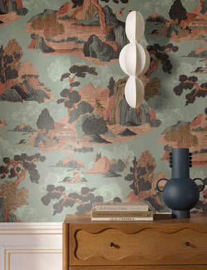 Tosca beaded detailed loop handle ceramic vase by Aimee Song styled on a dresser