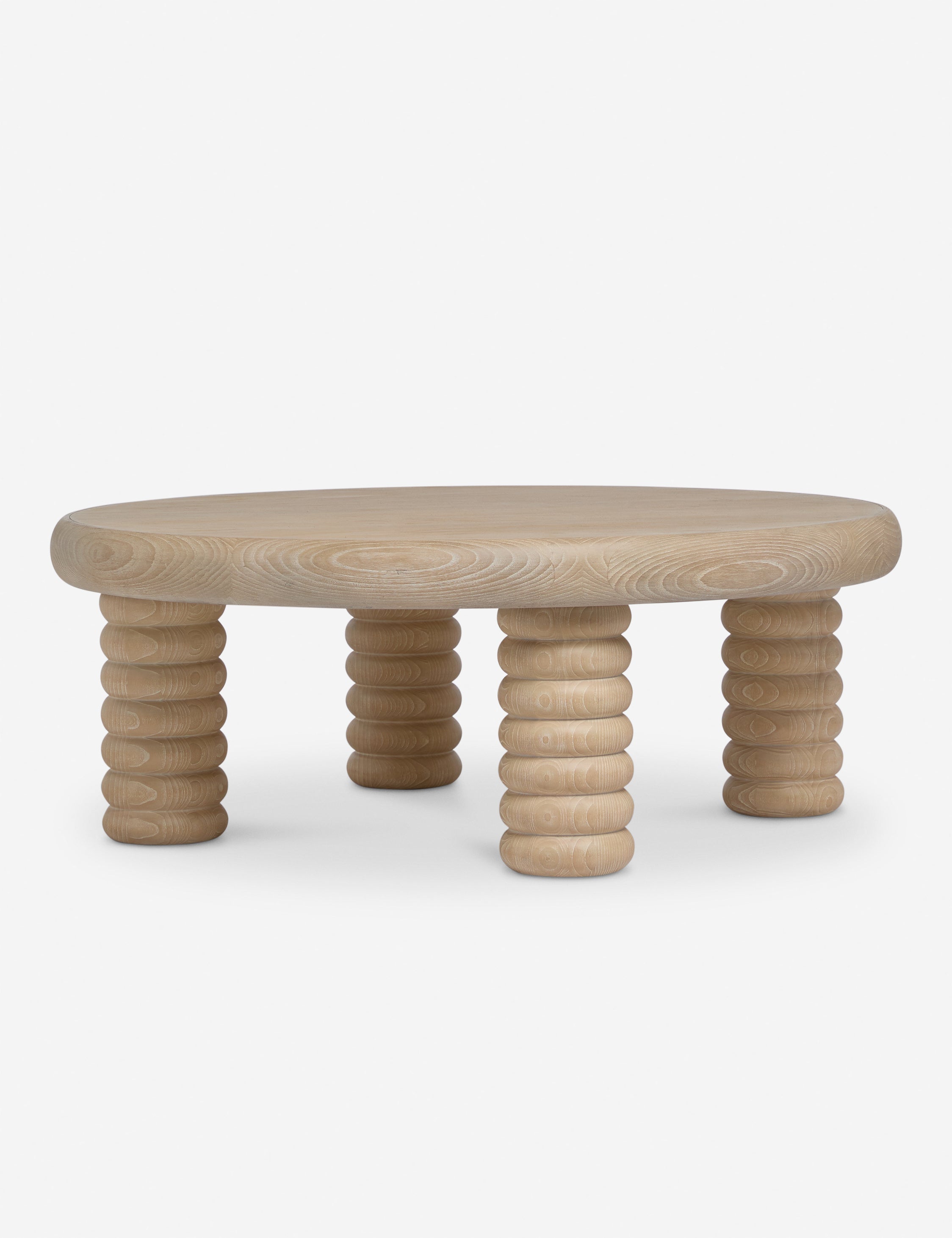 #color::white-wash | Sula round light wash coffee table