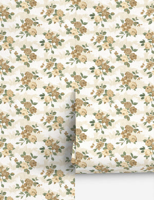 Theodora Grasscloth Wallpaper Swatch by Nathan Turner, Gold Green