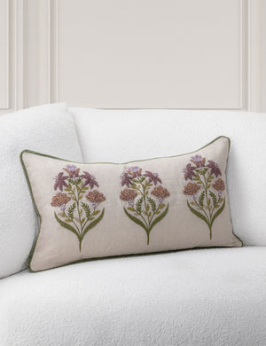 Lorraine Embroidered Pillow : Blue / Lumbar