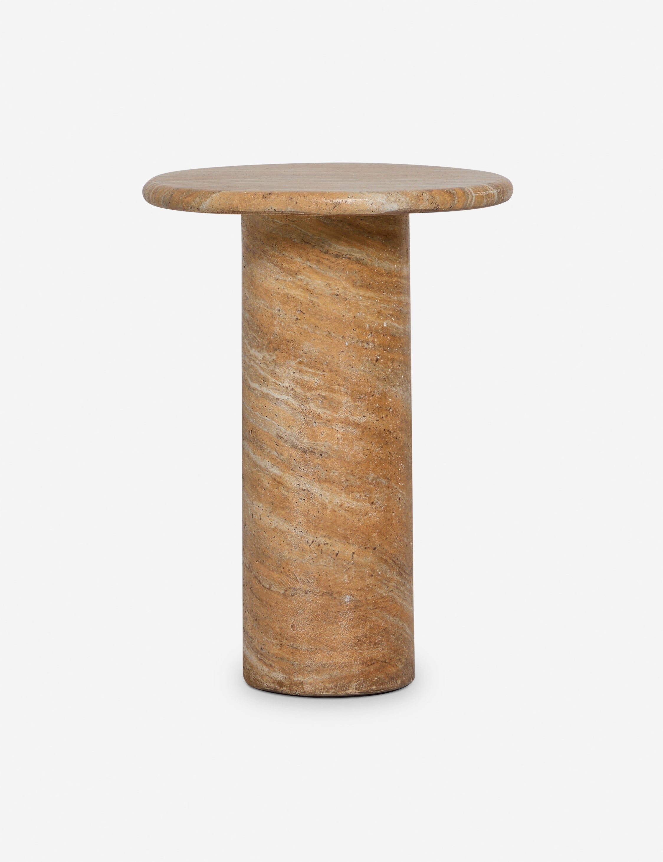 #color::Canyon-Faux-Travertine | Mona round stone drink table.