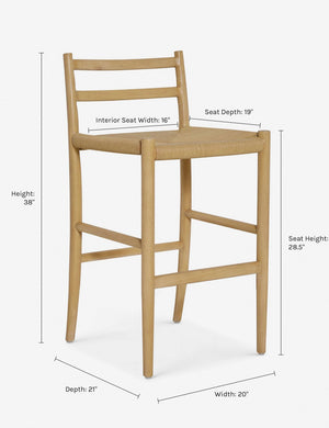 Dimensions on the Nicholson Counter Stool