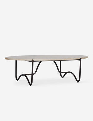Open Box: Peggy Outdoor Oval Coffee Table, Faux Travertine by Sarah Sherman Samuel