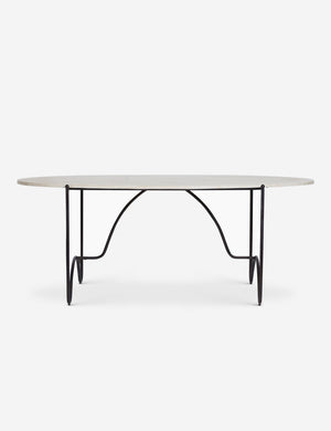 Open Box: Peggy Outdoor Oval Dining Table, Faux Travertine by Sarah Sherman Samuel