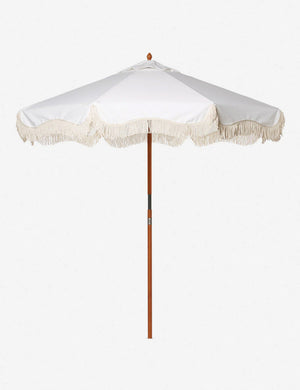 Market vintage white umbrella by business and pleasure co with a cotton fringe