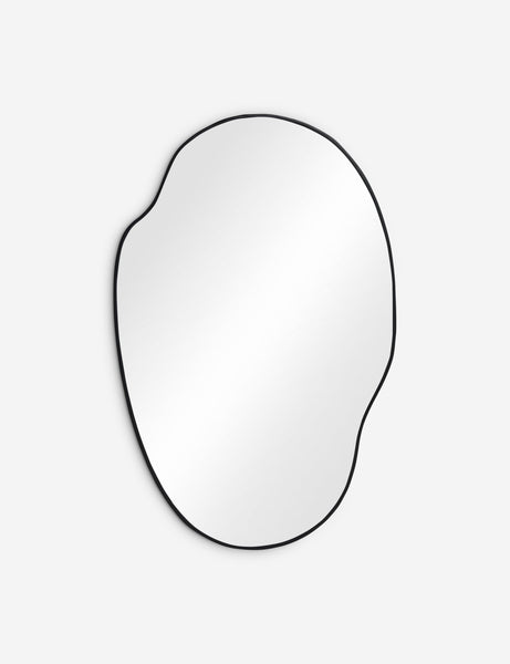 #color::black #size::large | Puddle slim frame wall mirror in charcoal