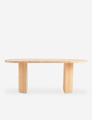 Elvia oval rattan stacked leg dining table