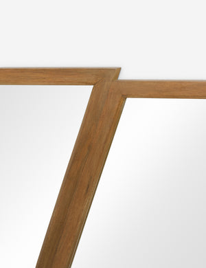 Close up of the frame of the Rima diptych design angled frame wall mirror.