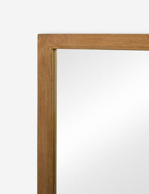 Close up of the corner of the Rima diptych design angled frame wall mirror.